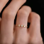 18K Solid Gold Lab-Grown Diamond Tempo Ring - 图片 3