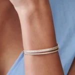 14k Half Eternity Baguette and Round Diamond Bangle - 图片 4
