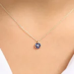 18k Solid Gold Marquise Sapphire Cluster Necklace - Image 6