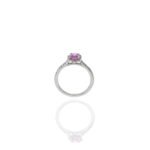 14k White Gold Pink Sapphire and Diamond Ring - Image 6