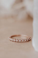 14K 实金祖母绿形切割天然钻石半永恒戒指