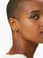 18k Solid Gold Natural Diamond Hoop Earrings - 图片 5