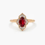 18K Solid Gold Victorian Genuine Ruby Ring - Image 4
