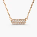 14K Gold Micro Pave Natural Diamond Bar Necklace - Image 6