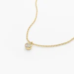 14K 金天然单颗钻石吊坠