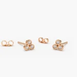 18k Gold Dainty Round Cut Moissanite Diamond Trio Stud Earring