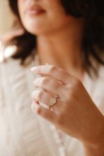 18K Solid Gold Moissanite Diamond Oval Ring - Image 3