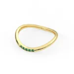 14K Solid Gold Curved Emerald Ring - Image 6