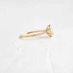 14k Solid Gold Pave Band, Oval Cut 1.5 ct Moissanite Diamond Ring - Image 4