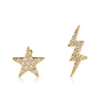Natural Diamond Star And Lightning Bolt Studs - 图片 2