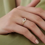 18K Solid Gold Marquise Shaped Ruby and Baguette Natural Diamond Ring - 图片 2