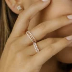 14K Solid Gold Two Row Marquise & Round Diamond Ring - 图片 8