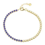18k Solid Gold Half Lapis And Diamond Tennis Bracelet
