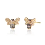 Natural Diamond Bumble Bee Studs - 图片 2