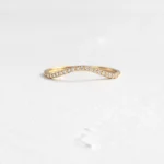 14k Solid Gold Lab-Grown Diamond Custom Curved Wisp Band