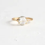 18K Solid Gold Rose Cut Moissanite Diamond Ring