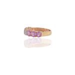 14K Solid Gold Pink Sapphire and Diamond Band - Image 4