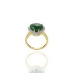 14K Solid Gold Jade And Diamond Heart Ring - Image 8