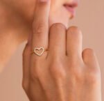 14K Solid Gold Heart Shape Diamond Ring - Image 2