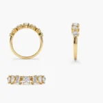 18K Solid Gold  Mixed Cut Diamond Anniversary Ring - Image 3