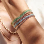 14K Solid Gold Multi-Color Sapphire Tennis Bracelet | Rainbow Sapphire Tennis Bracelet - Image 6