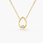18k Gold Floating Teardrop Diamond Necklace - Image 8