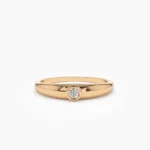 14K Solid Gold Dome Diamond Bezel Ring - Image 6