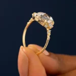 18K Solid Gold Oval Cut Lab-Grown Diamond Engagement Ring - Image 2