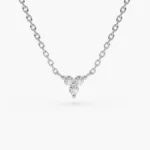 18k Gold Round Cut Natural Diamond Trio Necklace - 图片 5