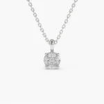 18k Solid Gold 0.25ctw Illusion Setting Brilliant Diamond Necklace - 图片 5