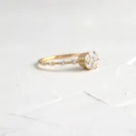 18K Solid Gold Diamond Distance Ring, Round Cut Lab-Grown Diamond Ring - Image 8