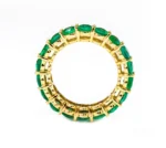 18K Solid Gold Oval Shaped Emerald Eternity Band - 图片 4