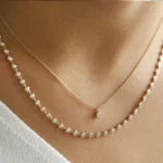 18k Gold Bezel Setting Natural Diamond Tennis Necklace - 图片 5