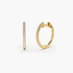 14K Solid Gold  Medium Diamond Hoop Earrings