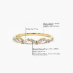 18k Slanted Baguette Natural Diamond Stacking Ring - 图片 3