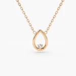 18k Gold Floating Teardrop Diamond Necklace - Image 12