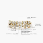 14K Solid Gold Two Row Marquise & Round Diamond Ring - 图片 3