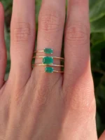 18K Solid Gold Spiral Emerald Ring