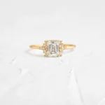 14k Solid Gold  Emerald Cut Lab-Grown Diamond Engagement Ring
