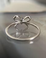 18K Solid Gold Natural Blue Sapphire Bow Ring - 图片 6