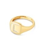Diamond Letter Signet Ring - 图片 8