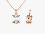 14k Solid Gold Oval Diamond Pendant Simple Anniversary Gift Necklace For Women - 图片 2