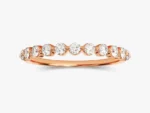18k Gold Half-Eternity Wedding Ring Round Cut Natural Diamond Floating Anniversary Band - 图片 5