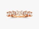 14K Gold Floating Vertical Baguette Natural Diamond Wedding Ring for Women - 图片 5
