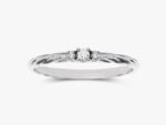 14K Solid Gold Twisted Three-Stone Wedding Ring 0.05 CT Round Cut Diamond Ring - Image 5