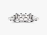 14K Solid Gold Nine-Stone Vertical Baguette Natural Diamond Wedding Ring for Women - 图片 5