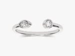 14K Solid Gold Open Natural Diamond Wedding Ring Adjustable Natural Diamond Ring for Women - Image 2