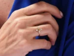 14K Solid Gold Dainty Cross Natural Diamond Ring Vintage Inspired Stackable Ring for Her