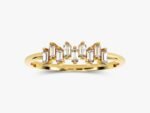 14K Solid Gold Nine-Stone Vertical Baguette Natural Diamond Wedding Ring for Women - 图片 6