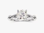 18K Solid Gold 1 CT Twisted Branch Solitaire Enagement Ring For Women - 图片 5